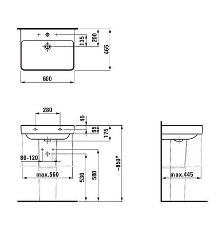Раковина Laufen Pro S 8.1096.3.000.104.1 60