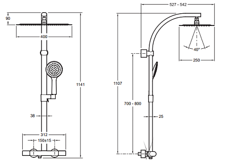 Душевая стойка Jacob Delafon Oblo Design E20642RU-CP