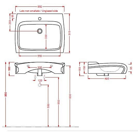 Раковина ArtCeram Hi-Line HIL002 01;00 65 белый глянцевый