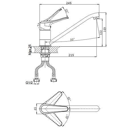 Смеситель для кухонной мойки RUSH Jawa JA0735-26 хром