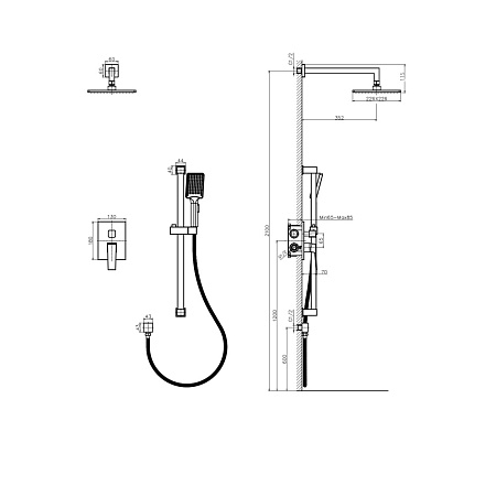 Душевая система встроенная RUSH Thira TR3635-41Black черный
