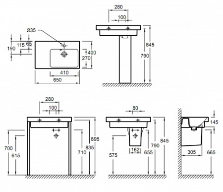 Раковина Jacob Delafon Odeon Up E4758  65х40 L