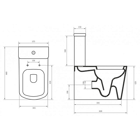 Унитаз-компакт BelBagno Albano  BB120CPR безободковый