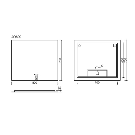 Зеркало Sancos Square SQ800 80х70 с подсветкой