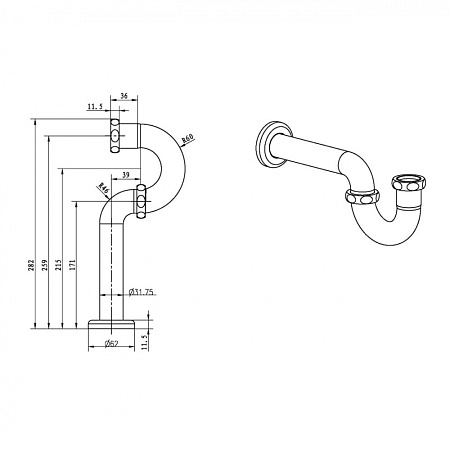 Сифон Boheme Brillante 609 для раковины, хром