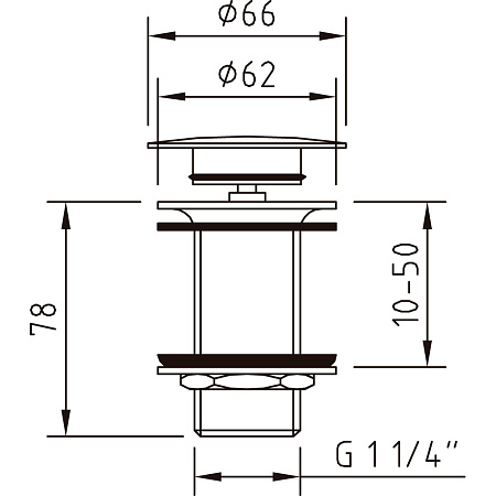 Донный клапан Clever 97395 без перелива, хром