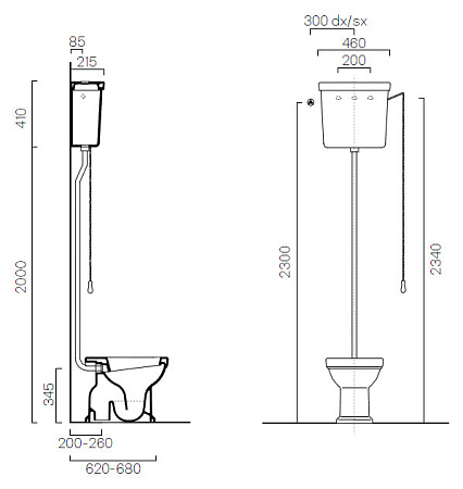 Унитаз приставной GSI Classic 871011 высокий бачок вертикальный выпуск