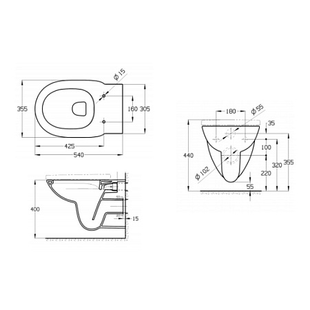 Чаша для унитаза подвесного Roca Debba Rimless 346998000