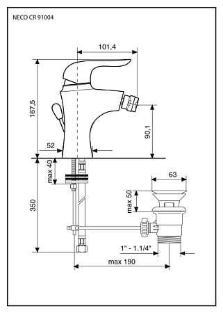 Смеситель Emmevi Neco 91004/CR для биде, хром