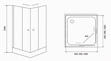 Душевой уголок Timo TL TL-1102R 100x100x200 с поддоном, прозрачное/хром