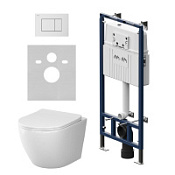 Комплект: инсталляция + клавиша + унитаз AM.PM Like IS100201.801900 белый/белый глянцевый