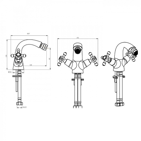 Смеситель Boheme Imperiale Presente 336 для биде, золото