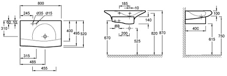 Раковина Jacob Delafon Stillness E1555-X4-00 80х52