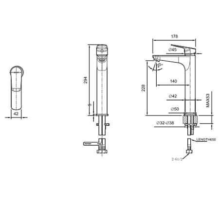 Смеситель Bravat Rhein F1429564CP-A-ENG для раковины, хром