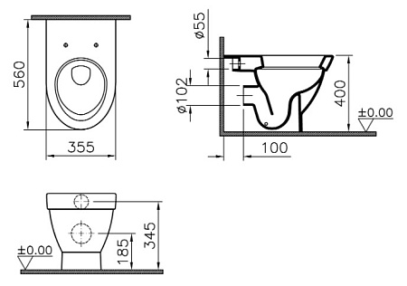 Унитаз приставной VitrA Form 500 4304B003-0075