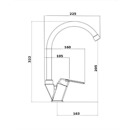 Смеситель OneLife P02-000b для кухонной мойки, черный