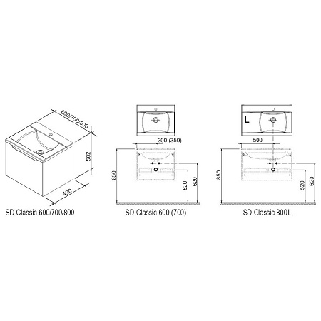 Тумба с раковиной Ravak Classic SD 700 X000000950 подвесная, каппучино/белая