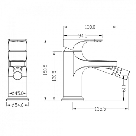Смеситель Boheme Spectre 456-CR для биде, хром