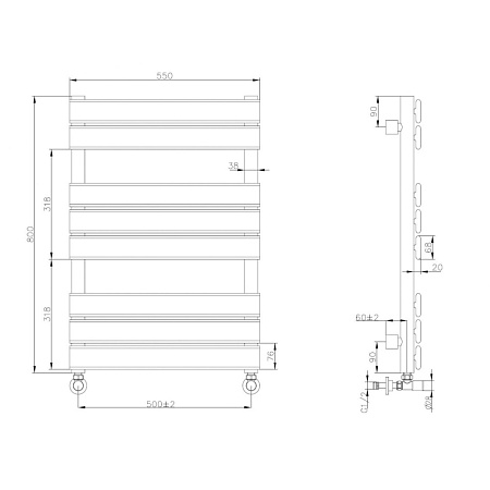 Полотенцесушитель водяной Boheme Venturo 720-CR 80х55 см хром