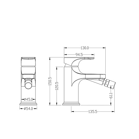 Смеситель Boheme Spectre 456-GM для биде, оружейная сталь