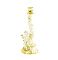 Подсвечник Migliore Emozioni 26542 одинарный правый, белый, декор золото, swarovski