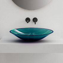 Раковина накладная прозрачная ABBER Kristall AT2812Aquamarin бирюзовый