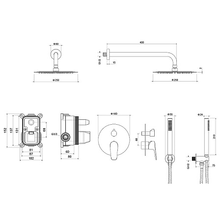 Душевой комплект Aquatek Бетта AQ1172MB черный матовый