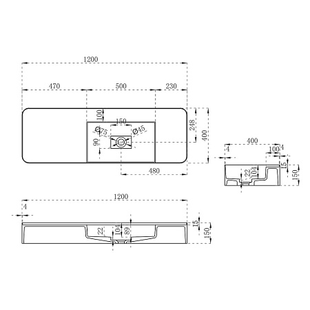 Раковина Vincea VWB-6S412MW 120x40x15 белый матовый