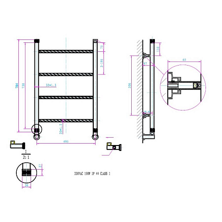 Полотенцесушитель электрический Boheme Chromo 710 75,2*50 см хром