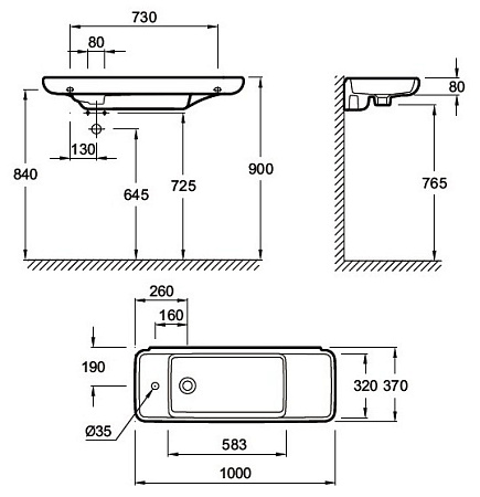 Раковина Jacob Delafon Formilia Rondik E4483-00 100х37 см