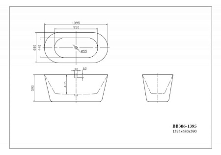 Акриловая ванна BelBagno BB306-1395 139.5x68 белый