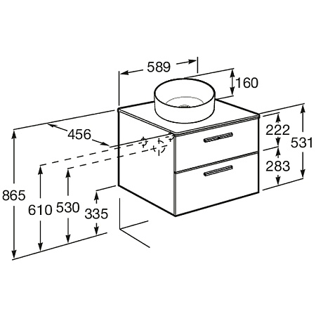 Тумба с раковиной Roca Victoria Mila A857468517 60 см, 2 ящика, орех