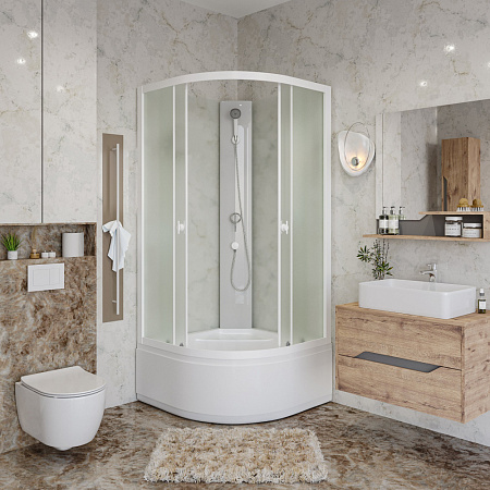 Душевая кабина Niagara Promo P90/40/MT/BK 90x90x195 L/R стекло матовое/профиль белый