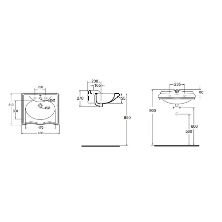 Раковина Azzurra Jubilaeum JUB200/60M bi*1 60*51 белый