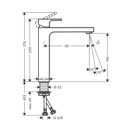 Смеситель Hansgrohe Vernis Shape 71591670 для раковины, черный матовый
