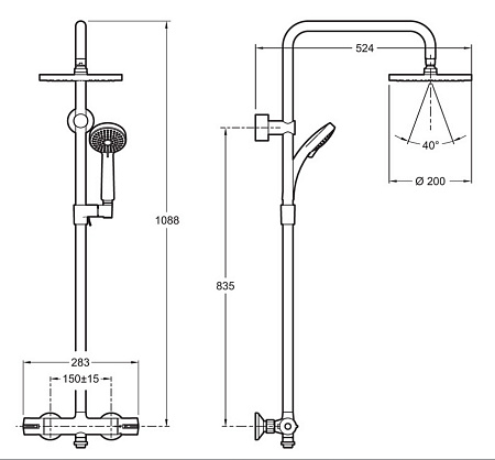 Душевая стойка Jacob Delafon Toobi E15370-CP