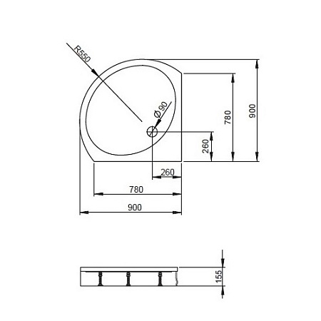 Душевой поддон Radaway Patmos B 4T99155-03 90x90x15,5 акриловый