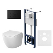Комплект: инсталляция + клавиша + унитаз AM.PM Like IS49038.801900 белый/черный матовый