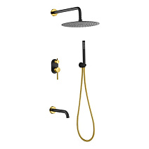 Душевой комплект Boheme Uno 464-2-BG для ванны с душем, черный/золото