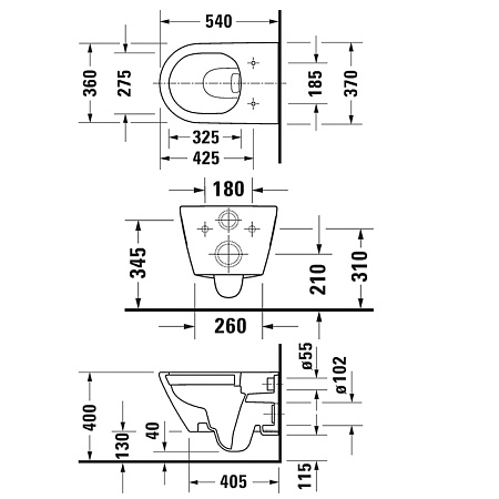 Чаша для унитаза подвесного Duravit D-Neo 2578090000
