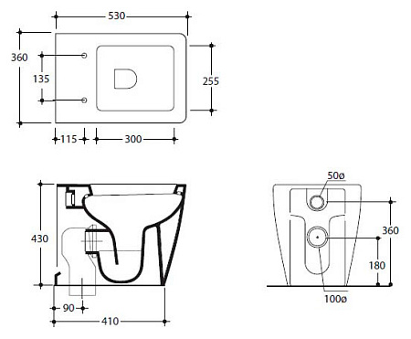 Чаша для унитаза приставного Kerasan Ego 321601 белый