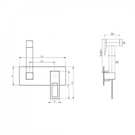 Гигиенический душ со смесителем Boheme 147-BG черный/золото