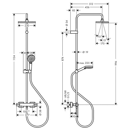 Душевая стойка Hansgrohe Vernis Shape 26286000 с термостатом, хром