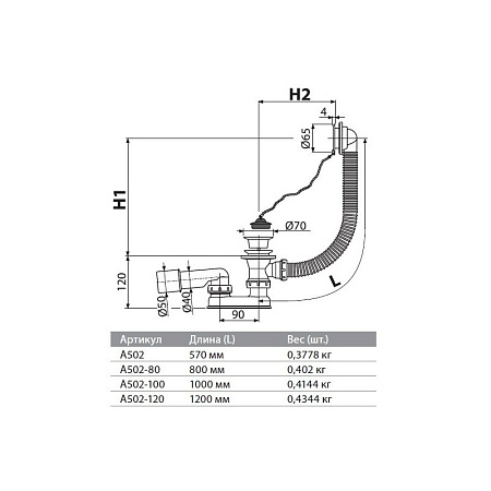 Слив-перелив AlcaPlast A502