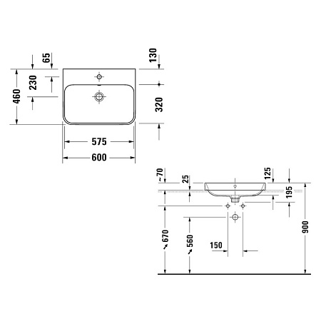 Раковина Duravit Happy D.2 Plus 2360601300  цвет Anthracite matt