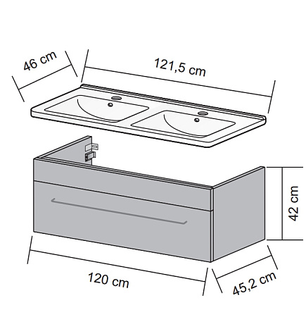 Тумба с раковиной Dreja Aston 120 белый глянец