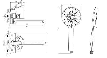 Смеситель для ванны и душа RUSH Nevis NE1735-51 хром