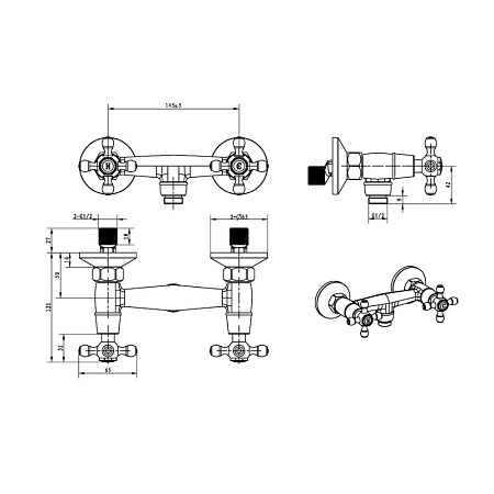 Смеситель Boheme Royal Cristal 314-Royal/CRST для душа, бронза