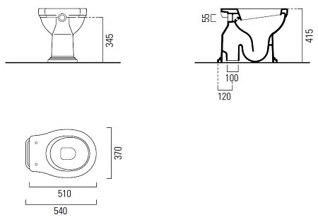 Унитаз приставной GSI Classic 871011 высокий бачок вертикальный выпуск