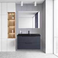 Мебель для ванной BelBagno Vittoria VITTORIA-1000-2C-SO-GO-P 100 Grigio Opaco/черная раковина